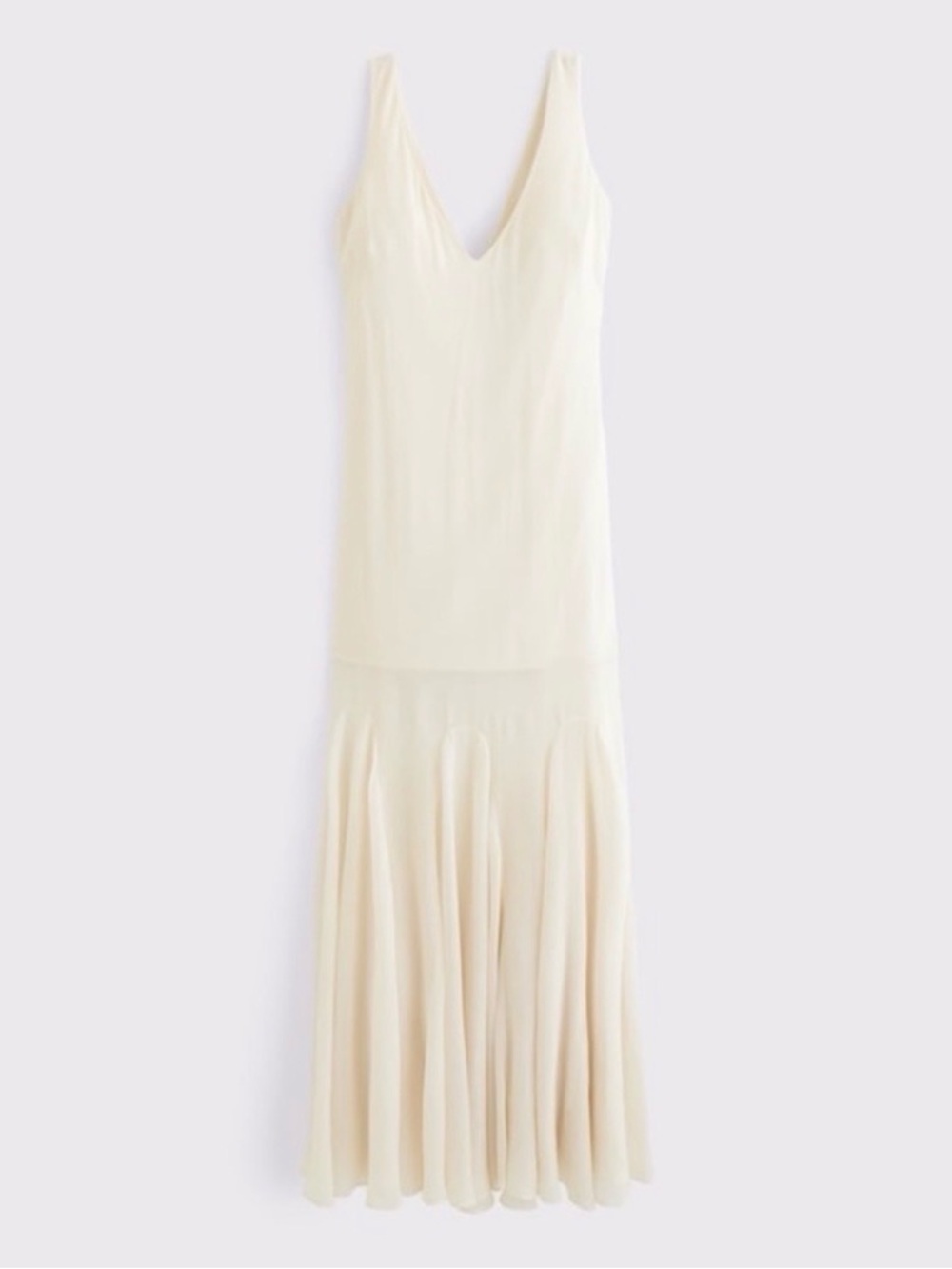 Abercrombie & Fitch Cream Plunge Godet Maxi Dress